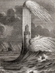 Der Eddystone-Leuchtturm aus dem 18. Jahrhundert, gebaut von John Rudyard, Eddystone Rocks, nahe Rame Head, England, aus 