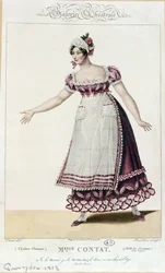 Die Schauspielerin Mademoiselle Contat in der Rolle der Suzanne in Die Hochzeit des Figaro von Pierre Augustin Caron de Beaumarchais (1732-99)