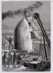 Die Ankunft des Projektils in Stone-Hill - in „Von der Erde zum Mond“ von Jules Verne