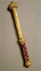 Der Stab von Guillaume de Roquemont, 1384 (Gold, Vergoldung, Samt & Edelsteine)