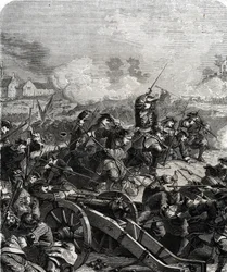 Die Schlacht von Landen oder Neerwinden wurde im heutigen Belgien am 29. Juli 1693 während des Neunjährigen Krieges ausgetragen (Gravur)