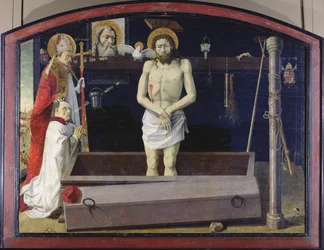 Der Boulbon-Altar: Die Dreifaltigkeit mit einem Stifter, präsentiert von St. Agricol, Provence-Schule