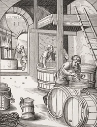 Der Brauer, nach einer Illustration aus dem 16. Jahrhundert, gezeichnet und graviert von Jost Amman (1539-91) aus 