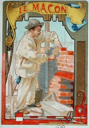 Der Maurer, Illustration aus einem Buch über Handwerke, ca. 1899