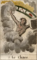 Der Chaosgott dargestellt mit einem Stück des Tierkreises. Aus „Mythologie der Jugend“ von Pierre Blanchard 1803