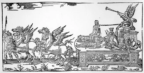 Der Wagen des Ruhms, Teil des Triumphs von Henri II., veröffentlicht 1551