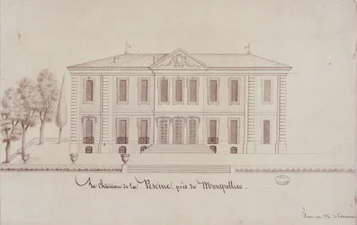 Das Schloss de la Piscine, in der Nähe von Montpellier, gezeichnet von Monsieur de Cenani
