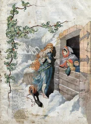 Die Zikade und die Ameise. Fabeln von Jean de La Fontaine (1621-95). Illustration von Michelet SC., spätes 19. Jahrhundert.