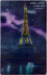 Der Eiffelturm beleuchtet mit den Buchstaben „Citroen“ - Postkarte, ca. 1925