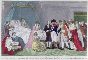 Die Kaiserin Marie-Louise (1791-1847) von Österreich bringt den König von Rom (1811-32) zur Welt, 1811