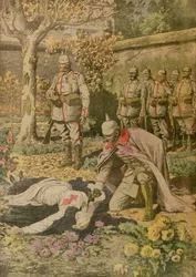 Die Hinrichtung von Edith Cavell (1865-1915) aus Le Petit Journal, November 1915