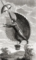 Der fliegende Mann, graviert nach Nicolas Edme Restif de la Bretonne, aus 