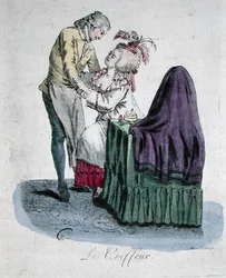 Der Friseur und eine Dame der Mode
