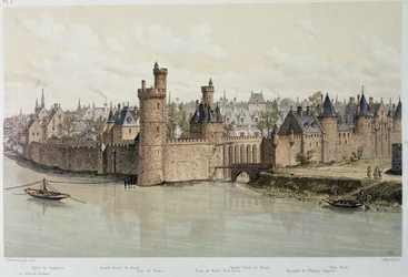 Das Hôtel und der Turm von Nesles im Jahr 1380 - in „Paris durch die Jahrhunderte“, spätes 19. Jahrhundert
