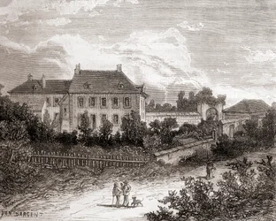 Das Haus in Gras, nahe Chalon-sur-Saône, Frankreich, wo der französische Erfinder Nicéphore Niépce die Heliografie entwickelte, aus 