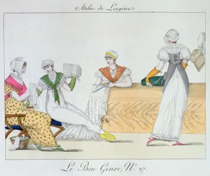 Die Dessous-Werkstatt, Tafel 27 aus Le Bon Genre, 1827