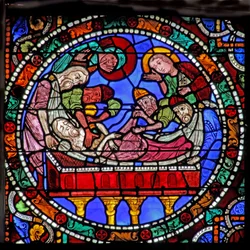 Das Passionsfenster: Salbung des Leichnams Christi