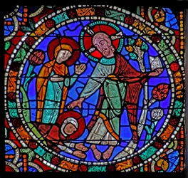 Das Passionsfenster: Auferstehung - Erscheinung vor Magdalena