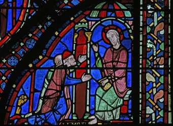 Das St. Jakobus Fenster: Jakobus mit Almongenes (Hermogines) und Filetus