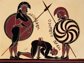 Der Selbstmord des Ajax, Illustration nach einer antiken griechischen Vase