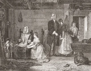 Der Pfarrer von Wakefield versöhnt seine Frau mit Olivia, nach dem Gemälde von Gilbert Stuart Newton. Aus Histoire des Peintres, École Anglaise, veröffentlicht 1867