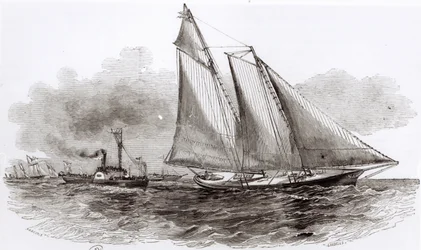 Die Yacht America übernimmt die Führung bei der Regatta von Cowes 1851, aus Le Monde Illustré, 1851