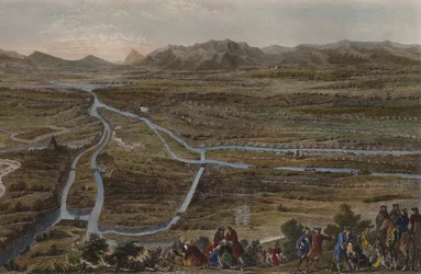 Die Schlacht von Cassano am 16. August 1705, graviert von Chavanne