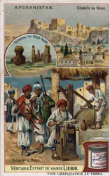 Die Stadt und die Rüstungsmacher der Stadt Herat in Afghanistan und das Grab von Shah Rukh. Chromolithographie aus dem 19. Jahrhundert.