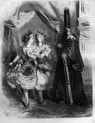 Die Töchter des „Harems“ des Königs von Frankreich Ludwig XV. genannt der Vielgeliebte (1710-1774). Gravur in „Histoire des Papes-Rois-Queen und Empereurs à travers les siècles“ von Maurice Lachatre