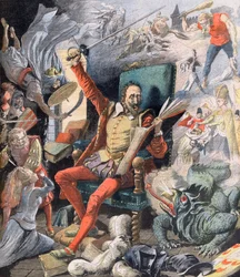 Der Traum von Don Quixote. Le Reve de Don Quixote (Miguel De Cervantes) - Illustration für Le petit Journal, 21. Mai 1905.