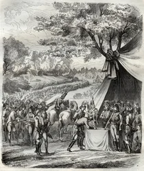 Das Ende des Vendée-Krieges - Hoche unterzeichnet einen Vertrag mit den Bretonen - Französische Revolution - Die Befriedung der Vendée - Abkommen von La Mabilais, 20. April 1795 - unterzeichnet zwischen General Hoche und den Chouan-Anführern