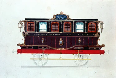Der erste Postwagen in Frankreich, ca. 1830-48