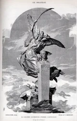 Die Ruhmeskrone Pierre Corneille - Zeichnung von Merwart für „die Fahne - berühmter Monitor der Liga der Patrioten“ - 1884