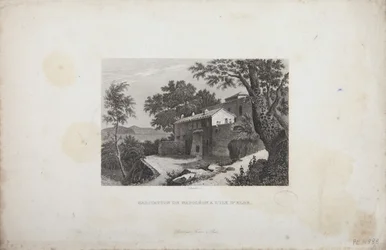 Das Haus Napoleons auf der Insel Elba, graviert von Schroeder