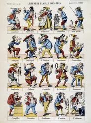 Die illustre Familie des Johannes. Bild von Epinal, sd. 19. Jahrhundert.