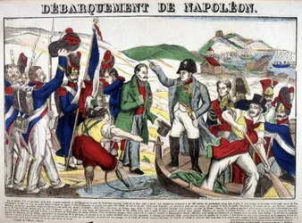 Die Landung im Golf Juan: Napoleon I. kehrte am 1. März 1815 nach der Exilzeit auf der Insel Elba nach Frankreich zurück. Bild von Epinal