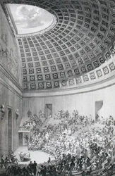 Der Hörsaal, modelliert nach dem Pantheon in Rom, aus 
