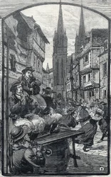 Die Dudelsackspieler in Quimper (Finistère, Bretagne). in „Le Petit Parisien“