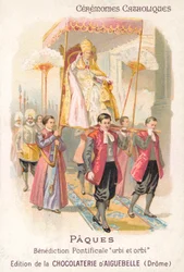 Der Papst wird getragen, um seinen traditionellen Ostersegen zu geben