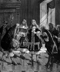 Das Projekt des Canal des Deux Mers (oder du Midi), der den Ozean und das Mittelmeer verbindet, vorgestellt von Pierre Paul de Riquet (1604-1680), französischer Ingenieur, in „Popular history of science, inventions and discoveries from the first centuries 