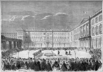 Die Fackelkur im Hof des Palastes von Compiegne, Oise (60)