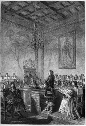 Der Prozess von Lord William Russell (1639-1683) - Gravur aus „L