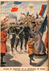 Der Besuch von Präsident Loubet von Frankreich in Russland - Reise des Präsidenten der Republik Émile Loubet nach Russland. Die Matrosen in St. Petersburg. Le Petit Journal, 8. Juni