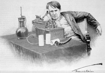 Thomas Edison und sein Phonograph - in „Le Monde Illustré“ vom 17.08.1884