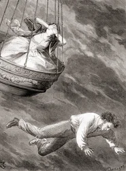 Thomas Harris, erfinderischer Londoner Wissenschaftler und Leutnant und bahnbrechender englischer Ballonfahrer, der am 25. Mai 1824 bei einem Sturz aus einem Heißluftballon ums Leben kam, aus 