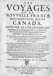 Titelseite für Les Voyages de la Nouvelle France... veröffentlicht 1632 (Druck)
