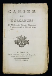 Titelseite des Beschwerdebuchs der Abgeordneten, Kaufleute und Schiffseigner von Marseille, 1789