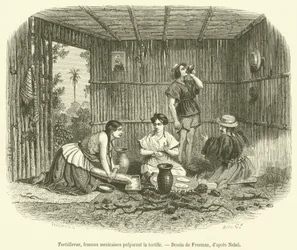 Tortilleras, femmes mexicaines preparant la tortille