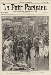 Zar Nikolaus II. und Zarin Alexandra besuchen einen Ball zu ihren Ehren in der französischen Botschaft in Moskau nach ihrer Krönung