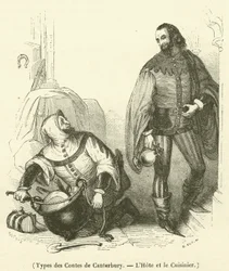 Typen der Canterbury-Erzählungen, der Wirt und der Koch (Gravur)